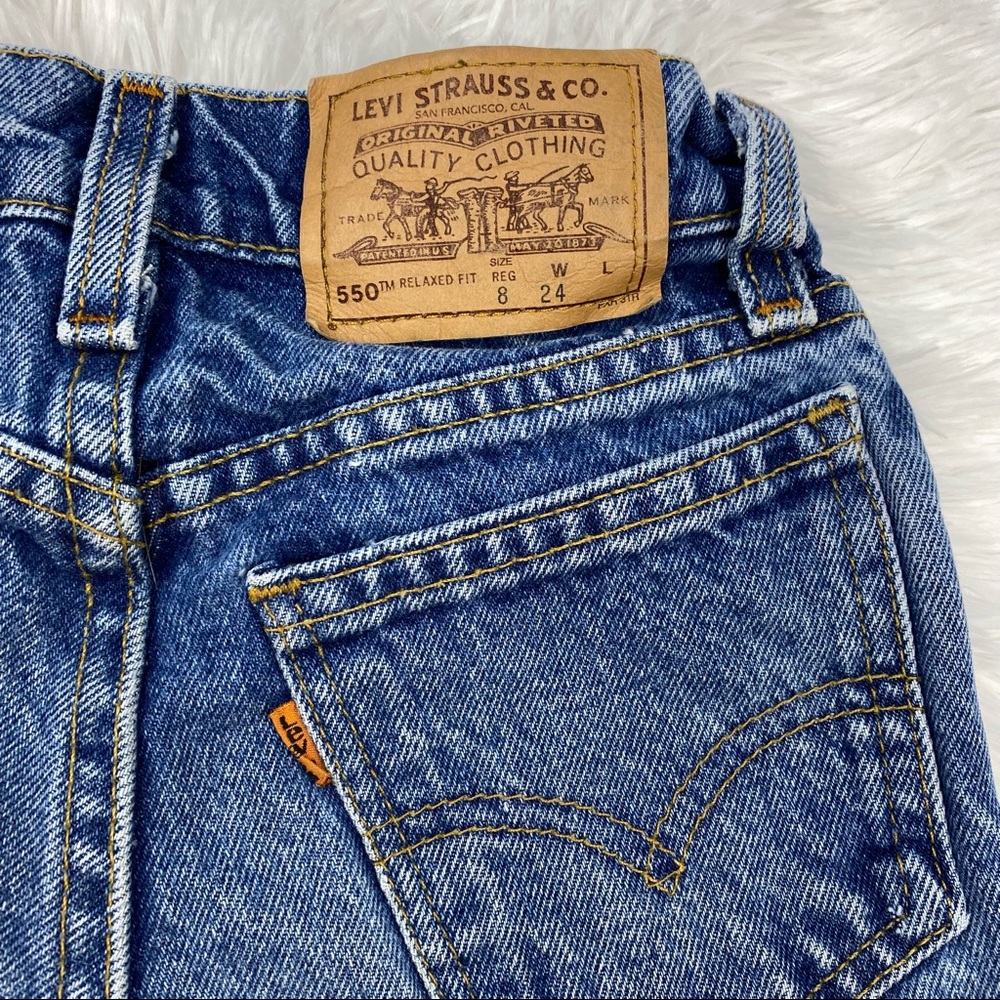 Vintage Kids Levi's 550 Orange Tab Cut Offs A40 - Picture 2 of 12